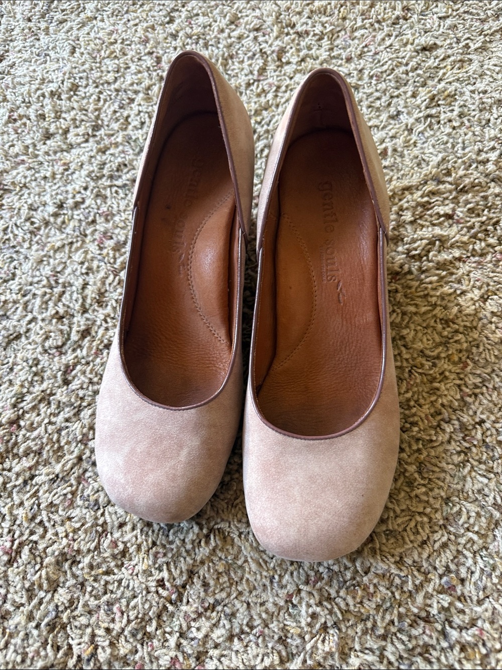 gentle souls Blush Beige Suede Round-Toe Pumps